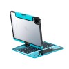 Transparent Blue Backlit iPad Keyboard Case, Suitable for iPad Tablets, 7-Color Backlit,Magic Wireless Keyboard, 360°Rotating,with trackpad,Pencil Holder