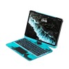 Transparent Blue Backlit iPad Keyboard Case, Suitable for iPad Tablets, 7-Color Backlit,Magic Wireless Keyboard, 360°Rotating,with trackpad,Pencil Holder