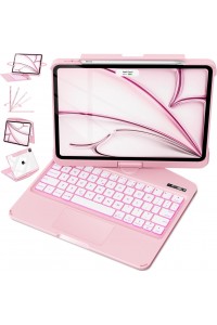 Pink Backlit iPad Keyboard Case, Suitable for iPad Tablets