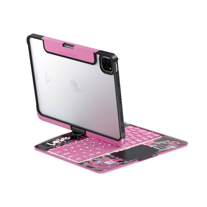 Pink Backlit iPad Keyboard Case, Suitable for iPad Tablets, 7-Color Backlit,Magic Wireless Keyboard, 360°Rotating,with trackpad,Pencil Holder Pink Backlit iPad Keyboard Case, Suitable for iPad Tablets, 7-Color Backlit,Magic Wireless Keyboard, 360°Rotating,with trackpad,Pencil Holder