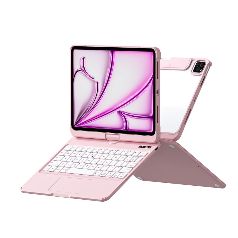 Pink Backlit iPad Keyboard Case, Suitable for iPad Tablets, 7-Color Backlit,Magic Wireless Keyboard, 360°Rotating,with trackpad,Pencil Holder Pink Backlit iPad Keyboard Case, Suitable for iPad Tablets, 7-Color Backlit,Magic Wireless Keyboard, 360°Rotating,with trackpad,Pencil Holder