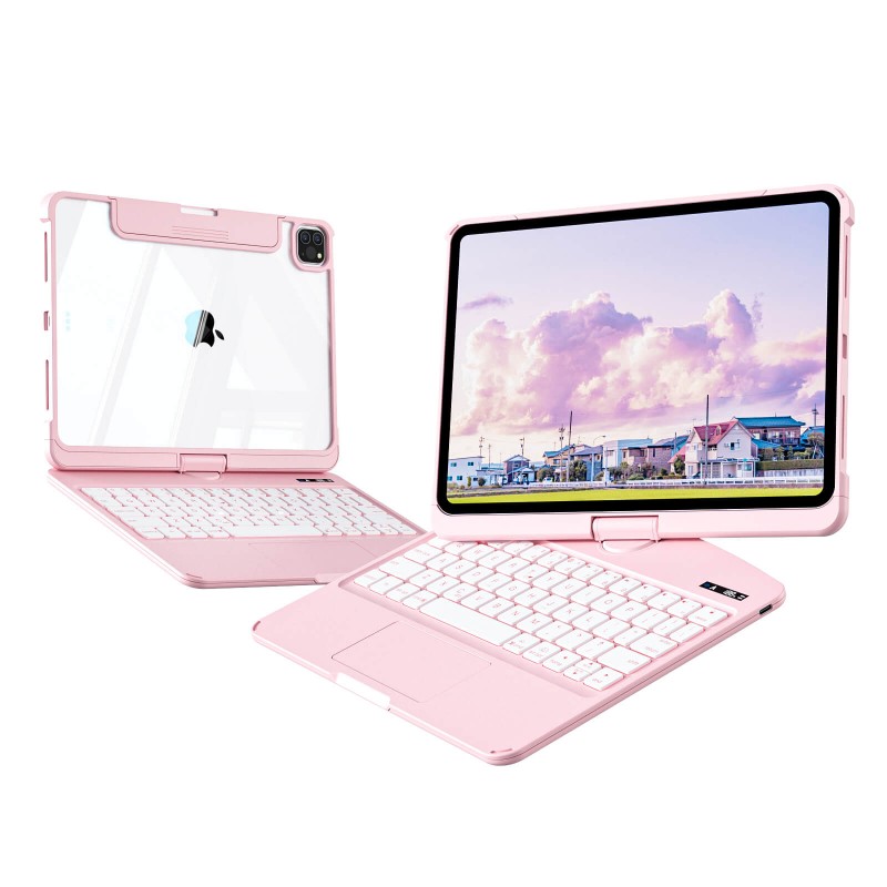 Pink Backlit iPad Keyboard Case, Suitable for iPad Tablets, 7-Color Backlit,Magic Wireless Keyboard, 360°Rotating,with trackpad,Pencil Holder Pink Backlit iPad Keyboard Case, Suitable for iPad Tablets, 7-Color Backlit,Magic Wireless Keyboard, 360°Rotating,with trackpad,Pencil Holder