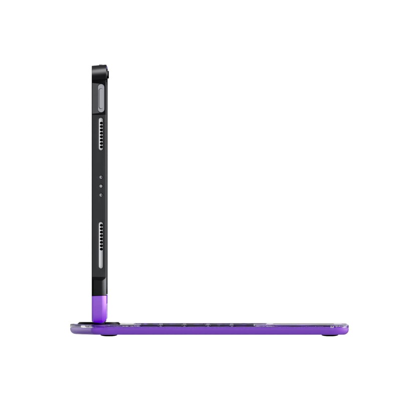 Transparent Purple Backlit iPad Keyboard Case, Suitable for iPad Tablets, 7-Color Backlit,Magic Wireless Keyboard, 360°Rotating,with trackpad,Pencil Holder