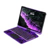 Transparent Purple Backlit iPad Keyboard Case, Suitable for iPad Tablets, 7-Color Backlit,Magic Wireless Keyboard, 360°Rotating,with trackpad,Pencil Holder
