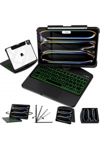 Black Backlit iPad Keyboard Case, Suitable for iPad Tablets