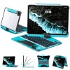 Transparent Blue Backlit iPad Keyboard Case, Suitable for iPad Tablets, 7-Color Backlit,Magic Wireless Keyboard, 360°Rotating,with trackpad,Pencil Holder