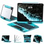 Transparent Blue Backlit iPad Keyboard Case, Suitable for iPad Tablets, 7-Color Backlit,Magic Wireless Keyboard, 360°Rotating,with trackpad,Pencil Holder