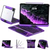 Transparent Purple Backlit iPad Keyboard Case, Suitable for iPad Tablets, 7-Color Backlit,Magic Wireless Keyboard, 360°Rotating,with trackpad,Pencil Holder