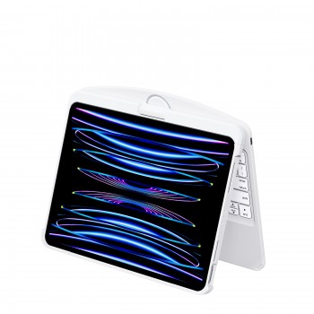 White Backlit iPad Keyboard Case, Suitable for iPad Tablets, 7-Color Backlit,Magic Wireless Keyboard, 360°Rotating,with trackpad,Pencil Holder