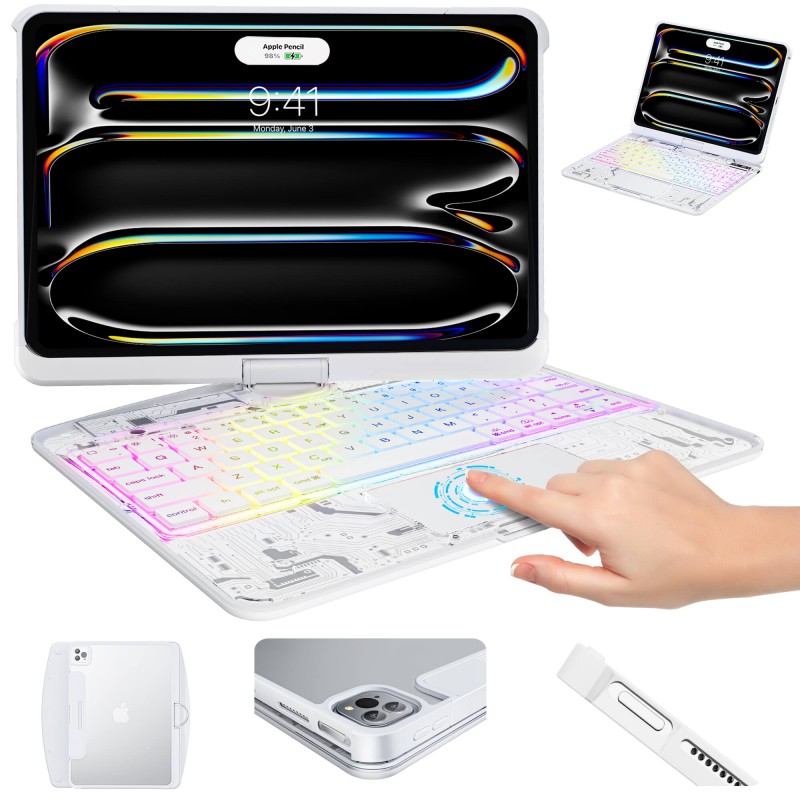 Backlit iPad Keyboard Case, Suitable for iPad Tablets