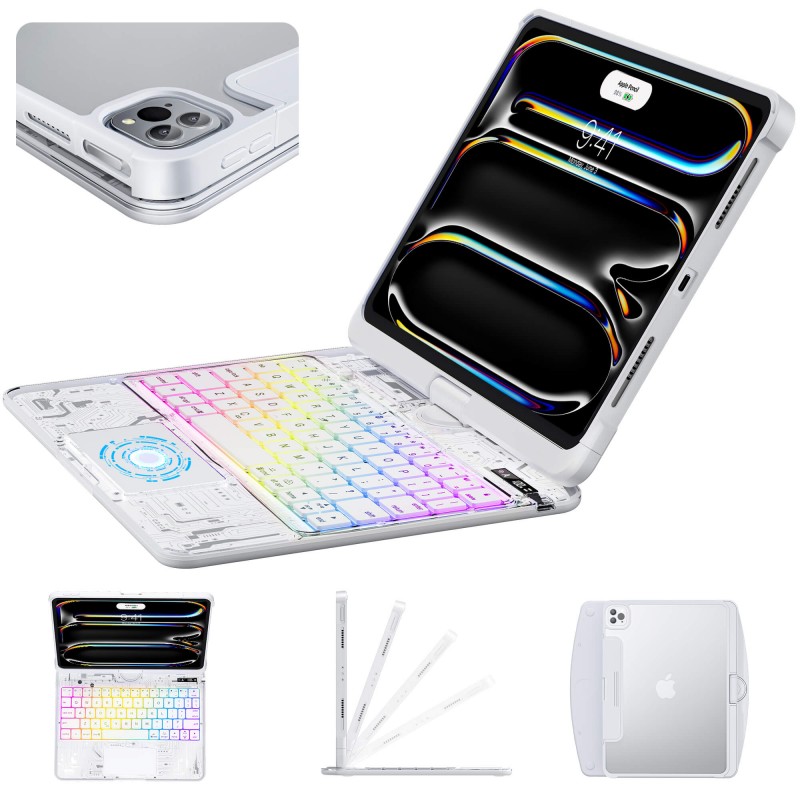 Backlit iPad Keyboard Case, Suitable for iPad Tablets