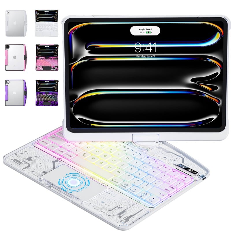 Backlit iPad Keyboard Case, Suitable for iPad Tablets