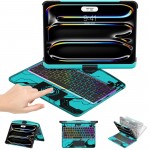 Transparent Blue Backlit iPad Keyboard Case, Suitable for iPad Tablets