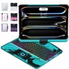 Transparent Blue Backlit iPad Keyboard Case, Suitable for iPad Tablets