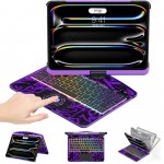Transparent Purple Backlit iPad Keyboard Case, Suitable for iPad Tablets