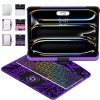 Transparent Purple Backlit iPad Keyboard Case, Suitable for iPad Tablets