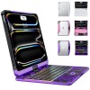 Transparent Purple Backlit iPad Keyboard Case, Suitable for iPad Tablets
