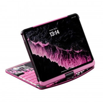 Transparent Pink Backlit iPad Keyboard Case, Suitable for iPad Tablets, 7-Color Backlit,Magic Wireless Keyboard, 360°Rotating,with trackpad,Pencil Holder