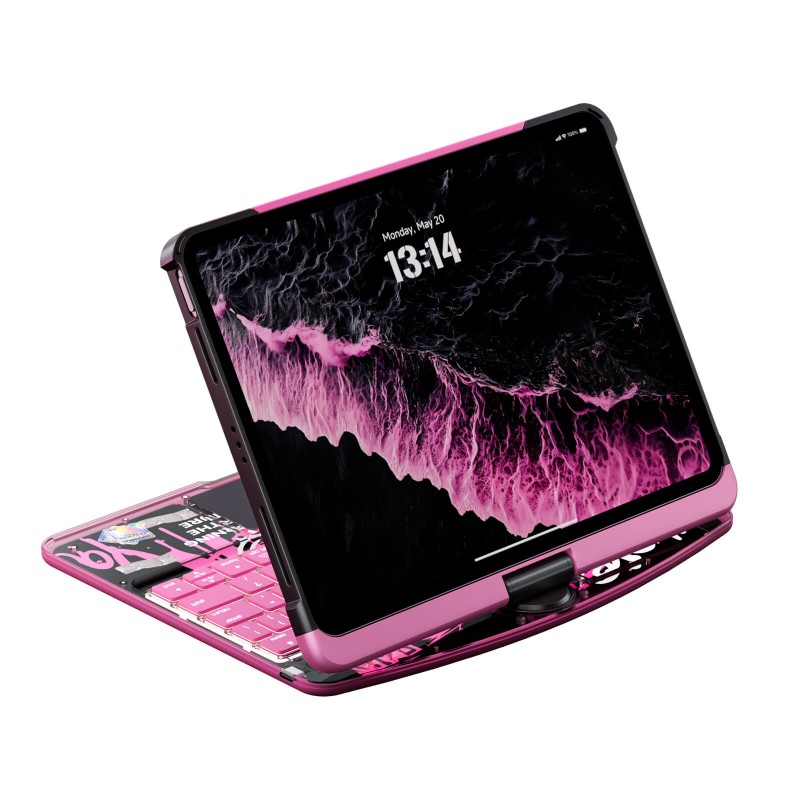 Transparent Pink Backlit iPad Keyboard Case, Suitable for iPad Tablets, 7-Color Backlit,Magic Wireless Keyboard, 360°Rotating,with trackpad,Pencil Holder