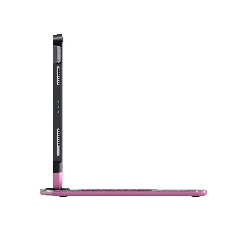 Transparent Pink Backlit iPad Keyboard Case, Suitable for iPad Tablets, 7-Color Backlit,Magic Wireless Keyboard, 360°Rotating,with trackpad,Pencil Holder